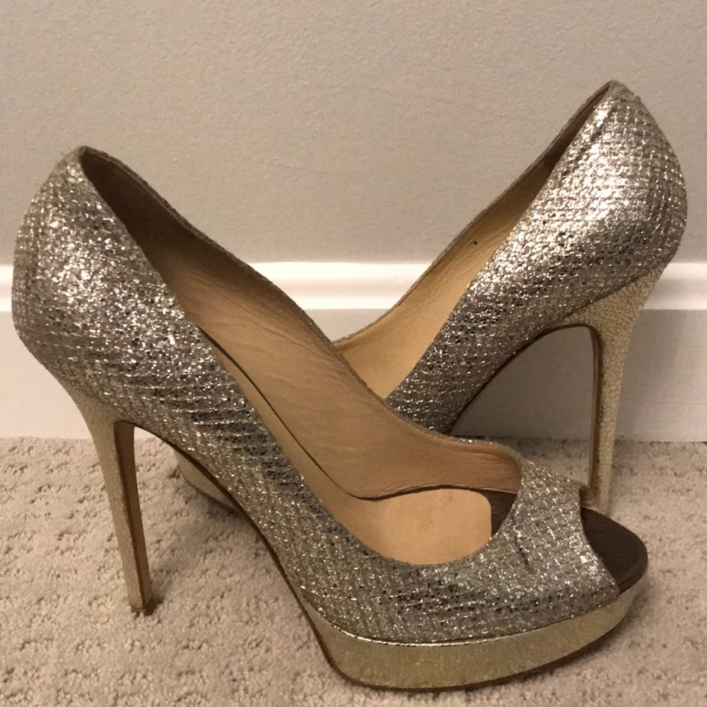 champagne glitter heels